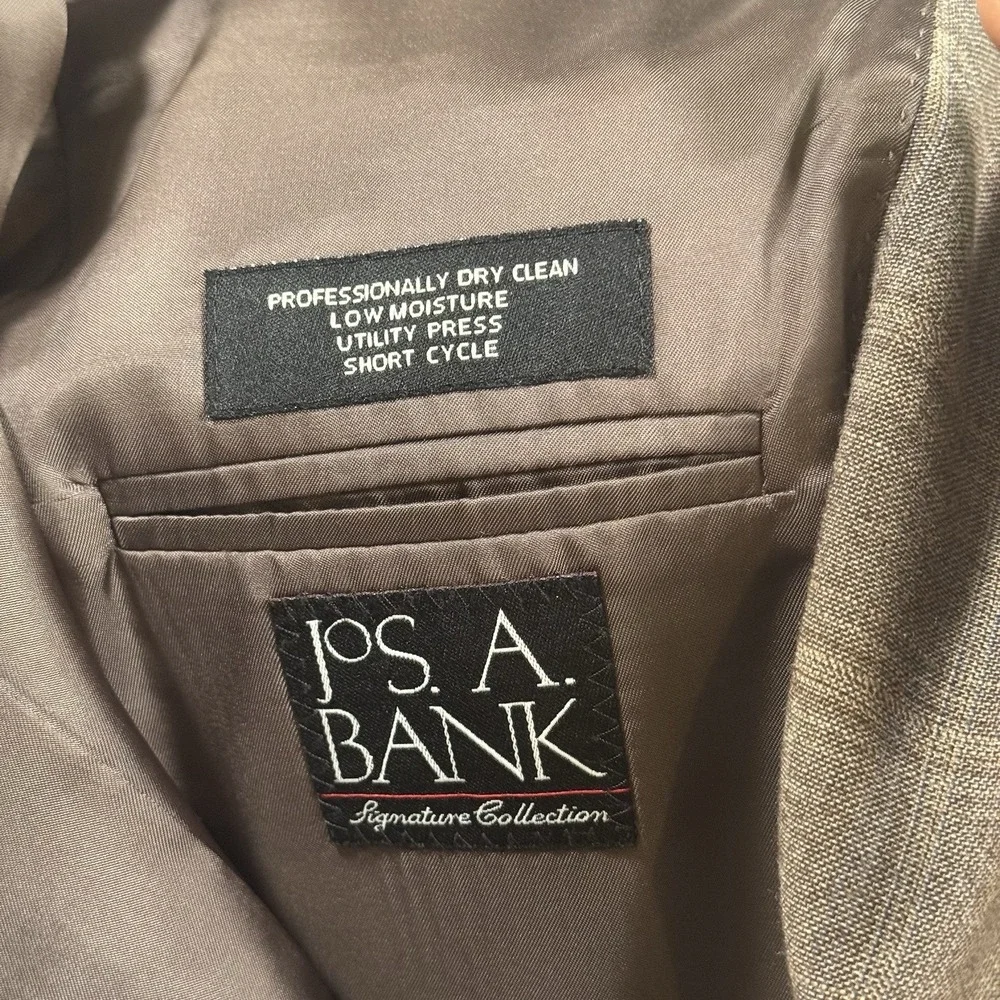 JOS‎ A BANK Blazer Mens 42L Brown Windowpane Wool SportCoat Suit Jacket